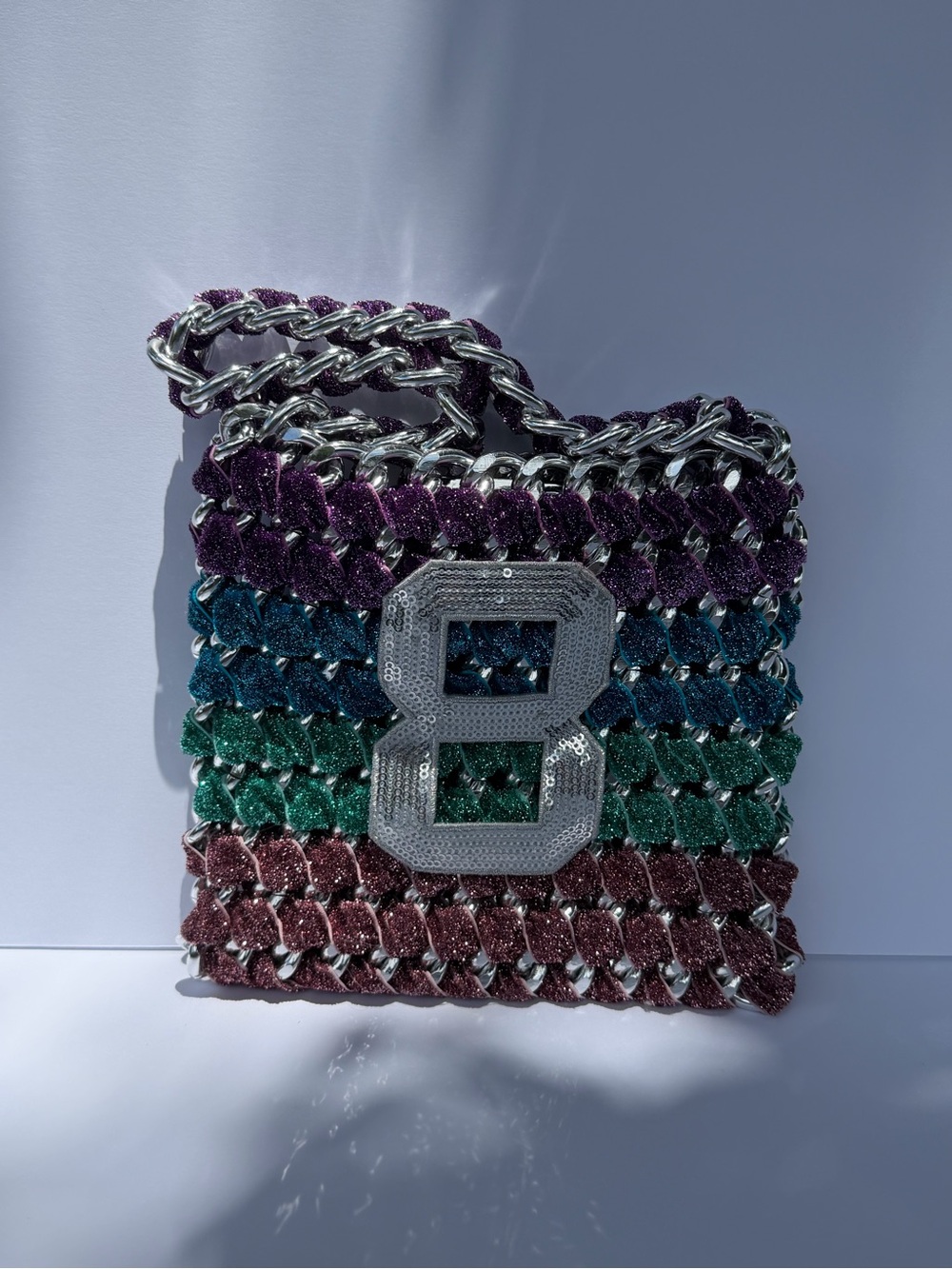 Sequin-Strap Mini Bag in Purple, Blue, Green and Purple